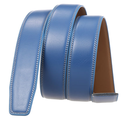 Blå læderrem uden spænde