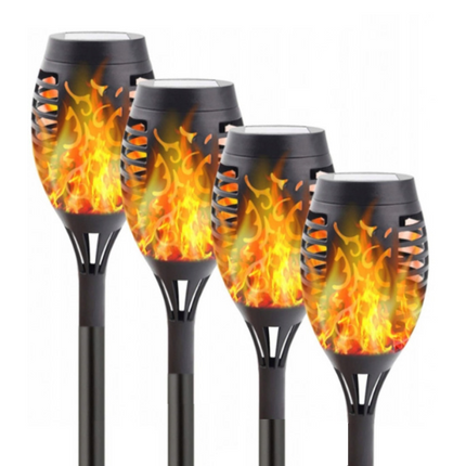 Super fine og hyggelige LED solcelle  fakler - 4-pak
