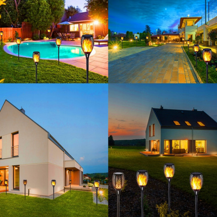 Super fine og hyggelige LED solcelle  fakler - 4-pak