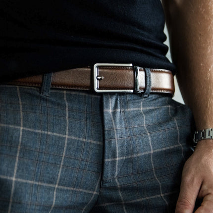 Toke Brun - klikspænde læderbælte med sølv spænde