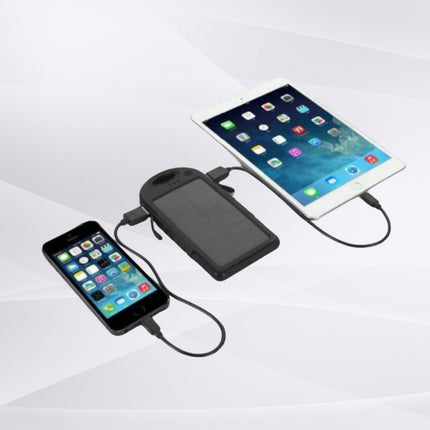 Solcelle powerbank med LED-lygte og kompas, 10.000mAh