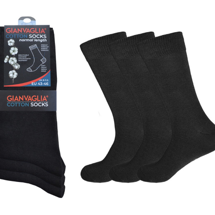 9 x Gianvaglia bomuldsstrømper i luksus kvalitet, herrer - sort