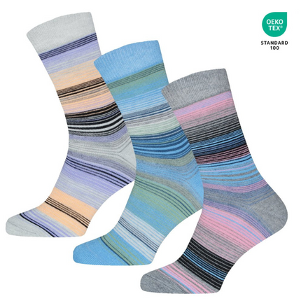 3-pack farverige strømper - OEKO TEX, standard 100