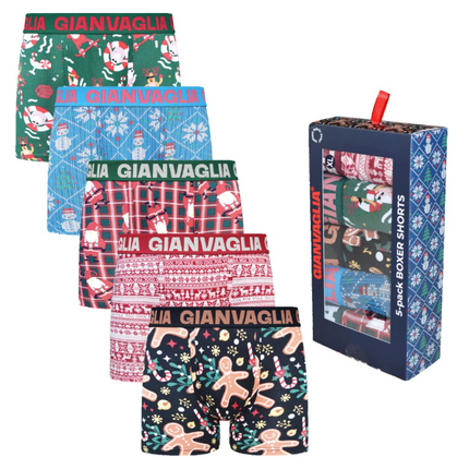 5 par boksershorts fra Gianvaglia - julemotiv