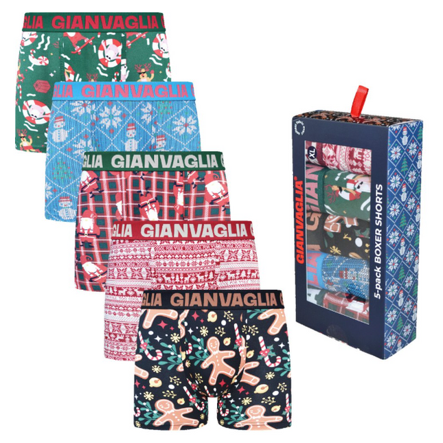 5 par boksershorts fra Gianvaglia - julemotiv