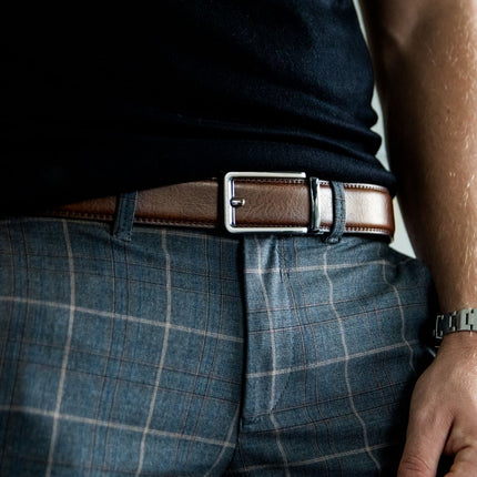 Toke - klikspænde læderbælte med sølv spænde